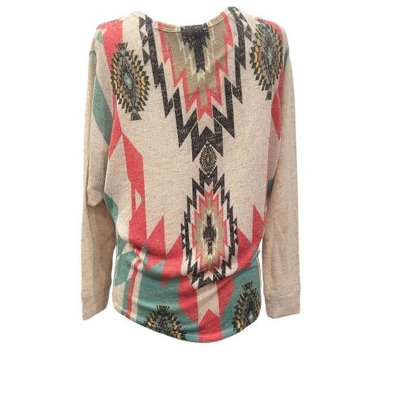 Silvergate Tan Aztec Lightweight Sweater Size L - Picture 7 of 12